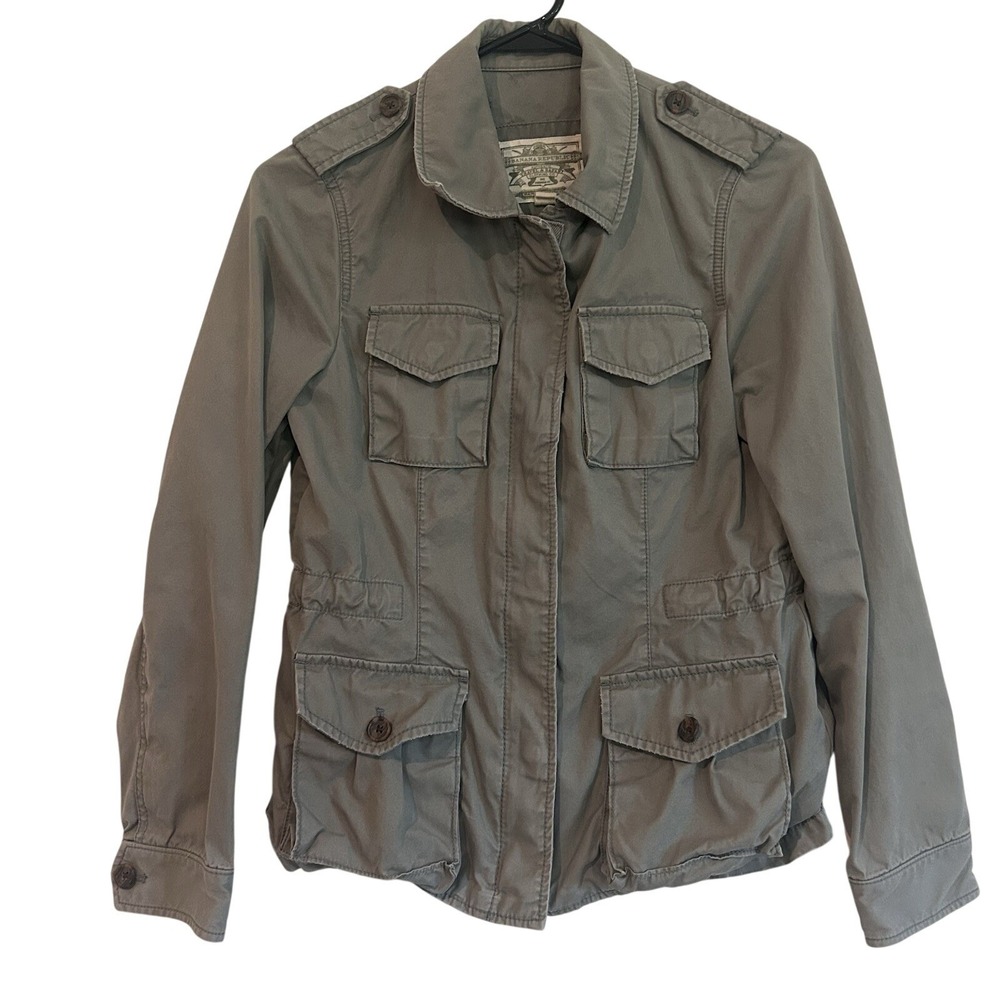 Y2K Banana Republic Utility Jacket  Womens Sz S Military Green Full Zip Pockets